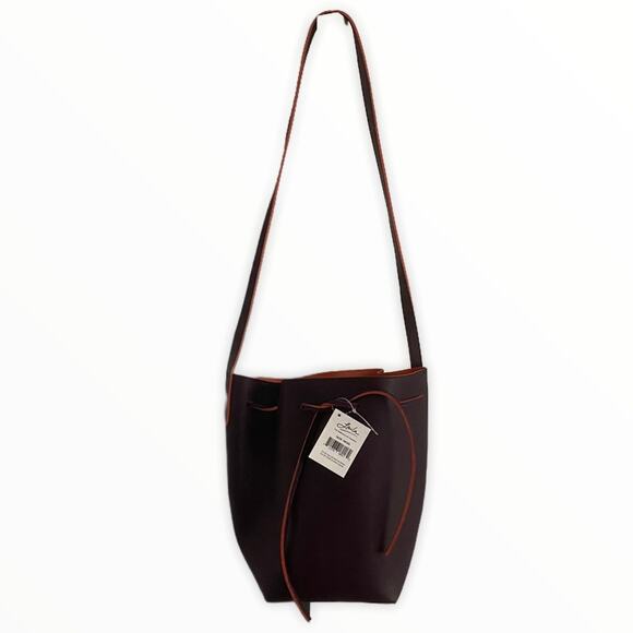 Aubergine and Orange Drawstring Bucket Bag - Picture 2 of 5
